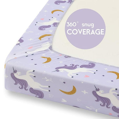 Yoofoss Pack and Play Sheets Fitted, Mini Crib Sheets 2-Pack - Image 6