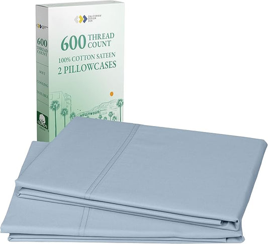 Luxuriously Soft Hotel Quality 600 Thread Count, 100% Cotton Set of 2 Cases by CaliforniaDesignDen