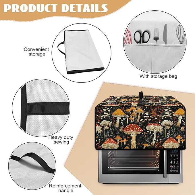 Dustproof Toaster Oven Cover Polyester-Linen Fabric Microwave Oven Dust Cover - Image 6