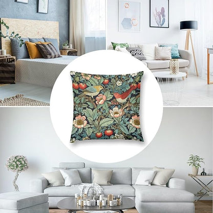 William Morris Floral Original Throw Pillow Covers Boho Chic Retro Floral Bird - Image 6