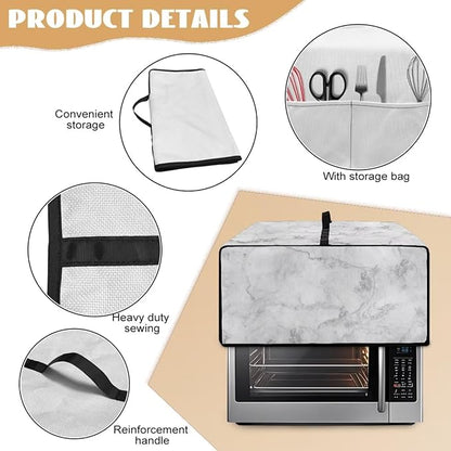 White Marble Texture Print Microwave Oven Dust Cover Polyester-Linen Fabric - Image 6