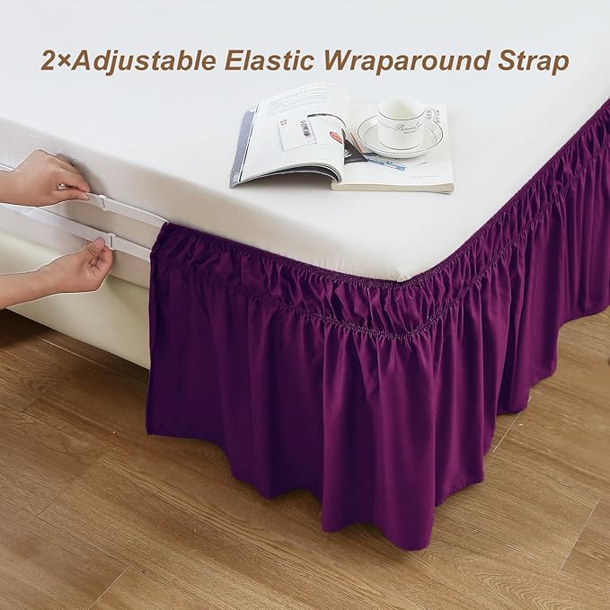 MEILA Queen Bed Skirt, Wrap Around Ruffle Bed Skit - Image 2