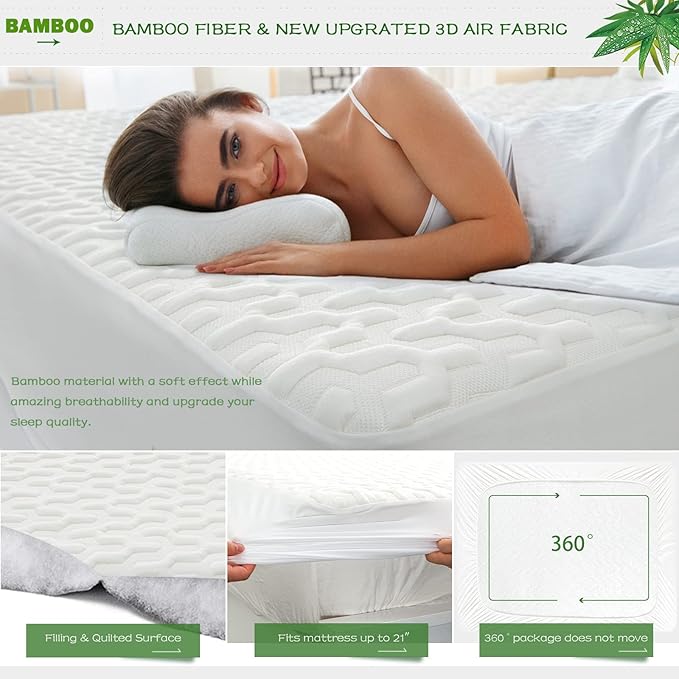 GRT Full Size Waterproof Mattress Protector Rayon Bamboo - Image 3