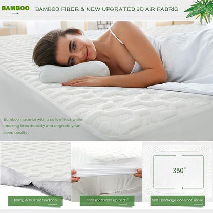 GRT Full Size Waterproof Mattress Protector Rayon Bamboo - Image 3