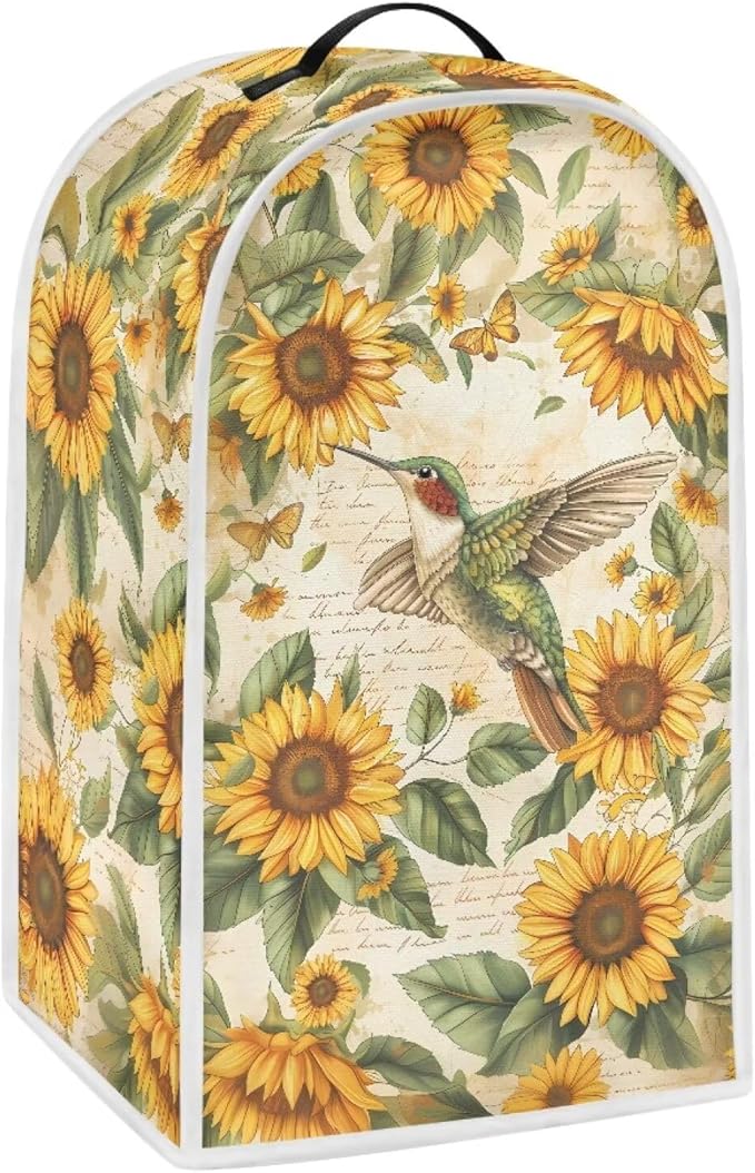 Birds Sunflower Print Blender Dust Cover, Stand Mixer or Coffee Maker Appliance by Annejudy