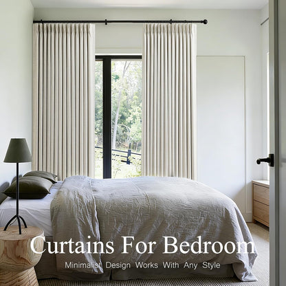 pinch pleated linen curtains 100% blackout 95 inches showing dimensions