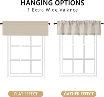 OVZME Valance for Windows, Light Filtering Faux Linen Textured Small Kitchen - Image 3