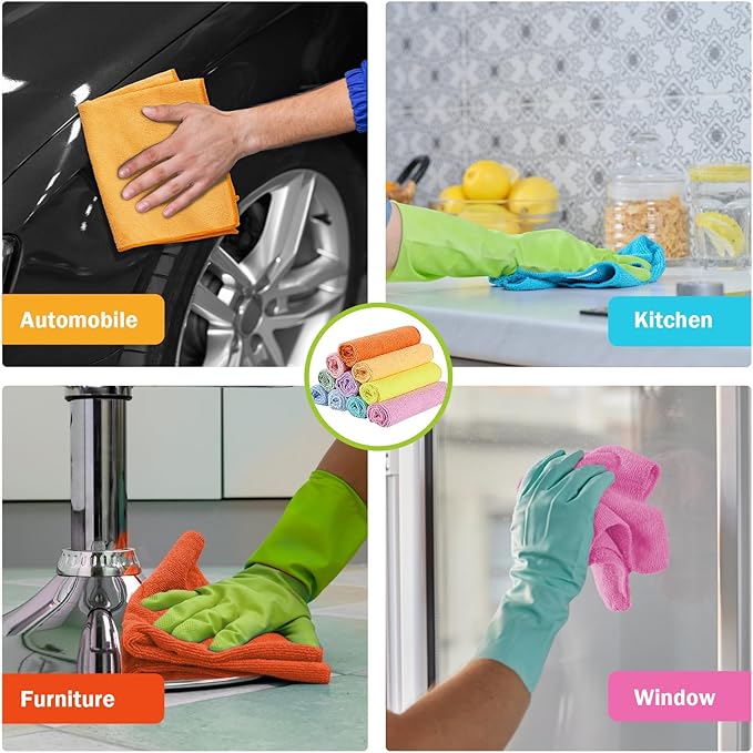 AIDEA Microfiber Cleaning Cloth, Colorful Lint-Free Vibrant Cleaning Rags - Image 5