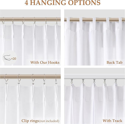 White Linen Curtains 102 Inches Long - Image 5
