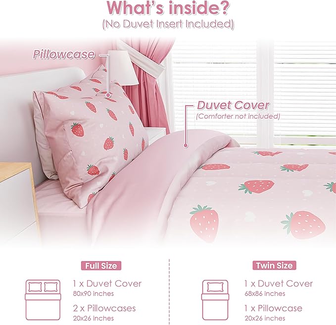 SANDJEST Strawberry Duvet Cover Sets Full Size - Image 2