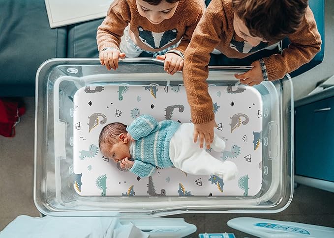 GRSSDER Stretchy Ultra Soft Fitted Bassinet Sheet Set 2 Pack, Universal Fit - Image 3