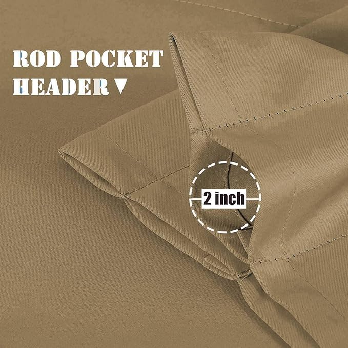Khaki Kitchen Curtains for Windows 2 Panels Set Short Window Curtains Privacy - Image 6