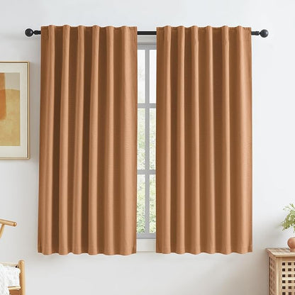 KEQIAOSUOCAI Burnt Orange Blackout Linen Curtains Short 2 Panels Set 45 Inch by KEQIAOSUOCAI
