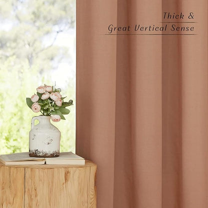 NICETOWN Linen Curtains for Windows 90 inch Long, Grommet Semi Sheer Vertical - Image 6