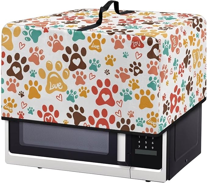 Microwave Oven Dust Cover, Dog Paw Polyester Dust Cover by Unknown