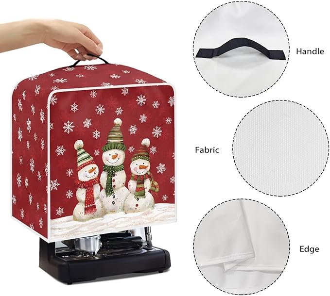 Christmas Coffee Maker Cover, Cute Snowman Coffee Dust Cover, Xmas Mixer - Image 5