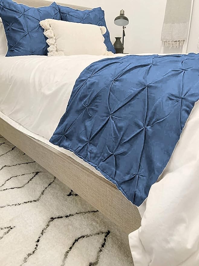 Bed Runner Set - 100% Pure Cotton 800 Thread Count - Luxury 1 Pinch Pleated Bed - Image 3