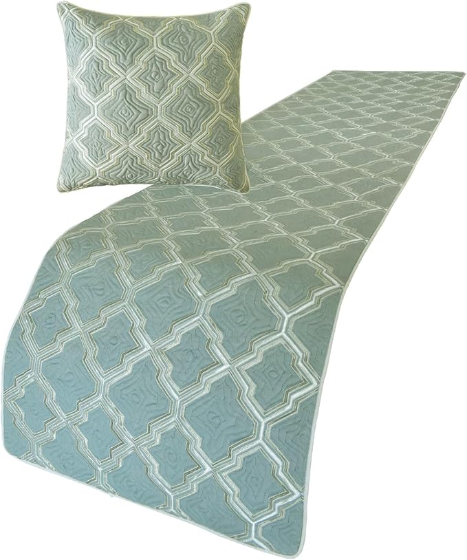 The HomeCentric King/Queen/Twin Light Blue Decorative Bed Runner Full 68"x18" - Image 4