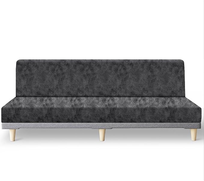 molasofa Leather Like Stretch Futon Slipcover Armless Futon Bed Sofa Cover by Molasofa