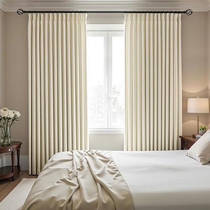 IVAPUPU Cream Beige Pinch Pleated Full Blackout Linen Curtains - Image 7