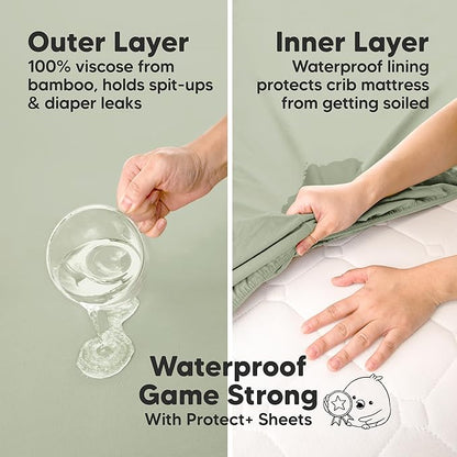 2-Pack Waterproof Pack and Play Sheets, Mini Crib Sheets Fitted - Image 2
