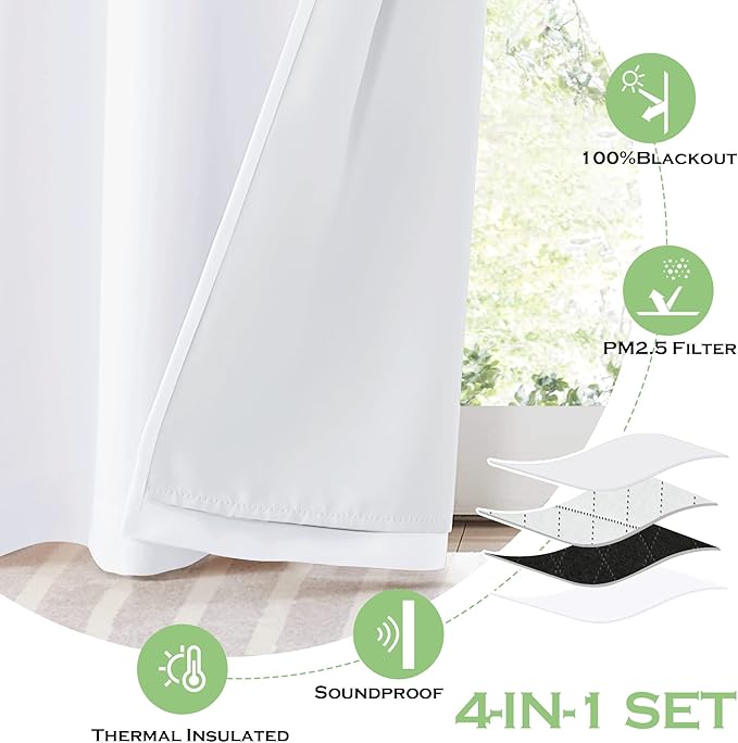 KGORGE Anti Dust Soundproof 100% Blackout Curtains 4 Layers Heavy Duty Energy - Image 5