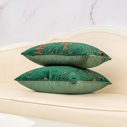 Alerfa 20 x 20 Inch Green Teal Square Maple Leaf Pillow Embroidery Cut Velvet - Image 3