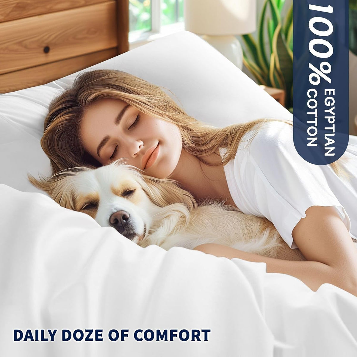 shilucheng 100% egyptian cotton king size sheets set shown in use
