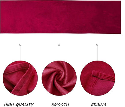 BALCONY & FALCON Velvet Table Runner 14"x95" Red Luxury Machine Washable - Image 2
