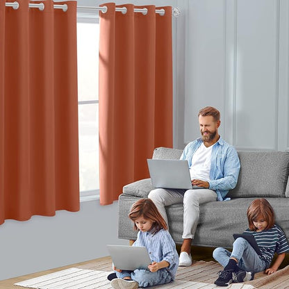 HOMEIDEAS Blackout Curtains for Bedroom 52 X 63 Inch Length 2 Panels Set Burnt - Image 2
