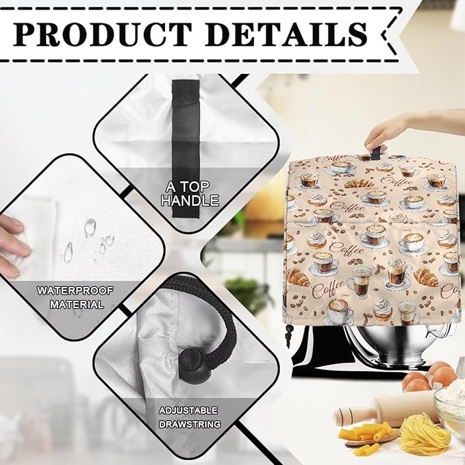 Coffee Pattern Mixer Covers Universal Stand Mixer Dust Cover Compatible - Image 7
