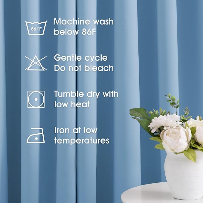 HOMEIDEAS Blackout Curtains for Bedroom 52 X 63 Inch 2 Panels Baby Blue Room - Image 5