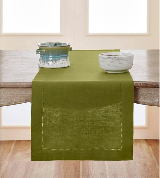 Solino Home Linen Avocado Green Table Runner 90 Inches Long by SolinoHome