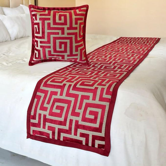 The HomeCentric King/Queen/Twin Red Decorative Twin 53"x18" Bed Runner by TheHomeCentric