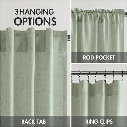 MIULEE Non-See-Through Privacy Linen Curtains 2 Panels, Sage Green Light - Image 5