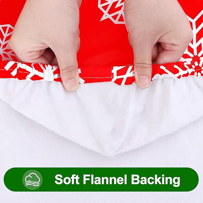 Smiry Plastic Christmas Tablecloth, Snowflake Waterproof Elastic Fitted Table - Image 5