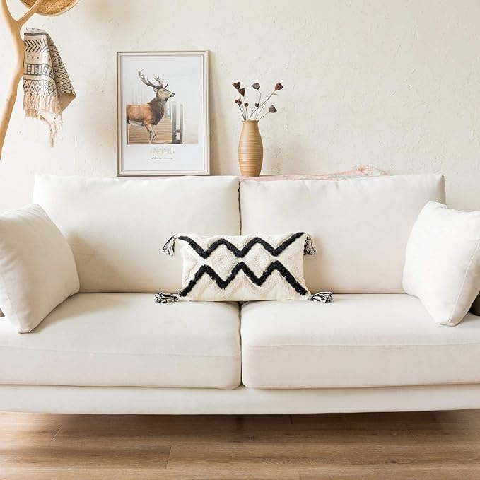 Woven Tufted Boho Lumbar Throw Pillow Cover, Modern Decorative Geometric - Image 6