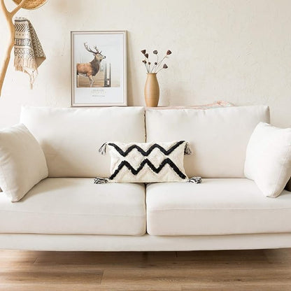 Woven Tufted Boho Lumbar Throw Pillow Cover, Modern Decorative Geometric - Image 6