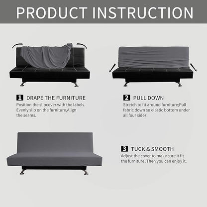 Easy-Going Stretch Futon Slipcover Armless Futon Bed Cover Furniture Protector - Image 4