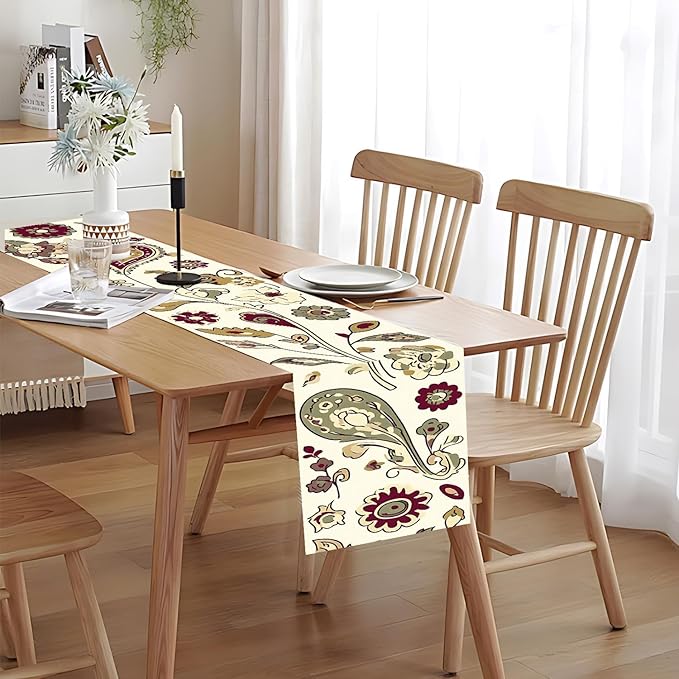 Vintage Floral Table Runner – Boho Persian-Inspired Pattern, 13 x 72 Inches – - Image 5