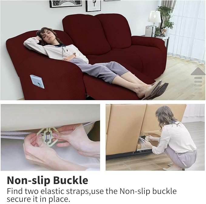 Easy-Going 6 Pieces Recliner Loveseat Stretch Sofa Slipcover Sofa Cover - Image 3