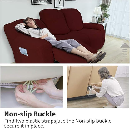 Easy-Going 6 Pieces Recliner Loveseat Stretch Sofa Slipcover Sofa Cover - Image 3