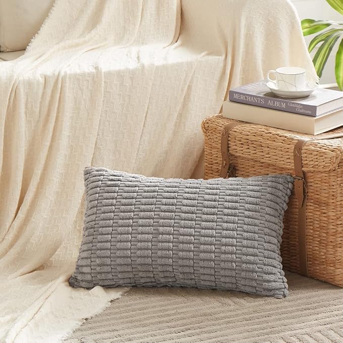 Fancy Homi 4 Packs Grey Decorative Throw Pillow Covers 14x24 Inch - Image 2