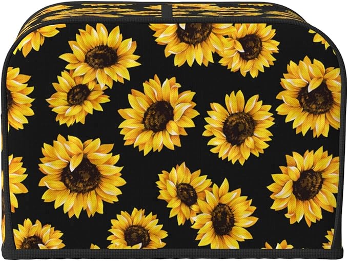 Sunflower Stylish Black 4 Slice Toaster Cover, Waterproof Toaster Dust Cover - Image 3