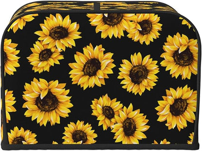 Sunflower Stylish Black 4 Slice Toaster Cover, Waterproof Toaster Dust Cover - Image 3