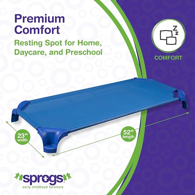 Sprogs Heavy-Duty Stackable Standard Size 52"L Daycare Cots - Image 3