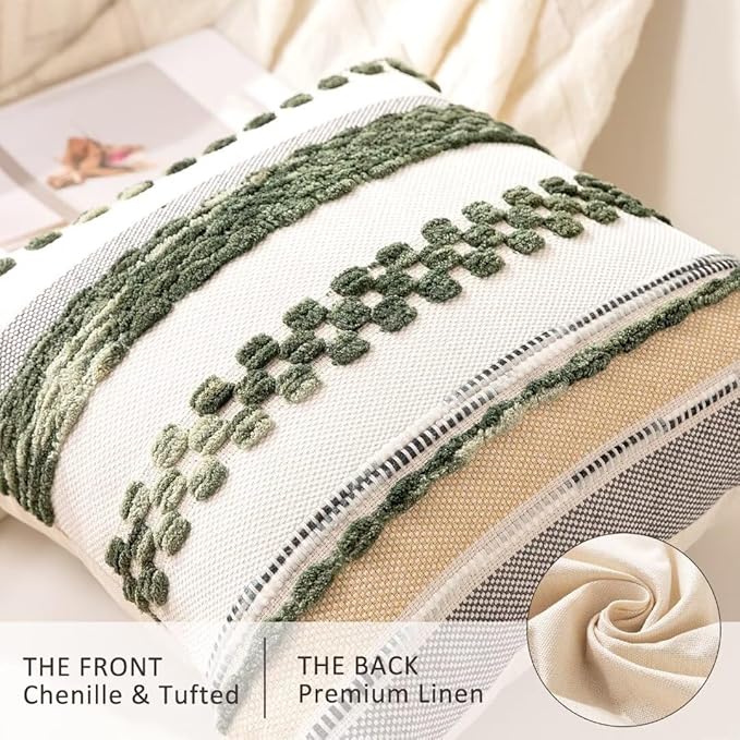 Boho Throw Pillow Covers 18x18 Set of 2 Christmas Decorative Cushion Case - Image 2