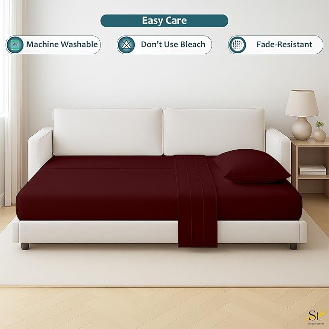 Shreem Linen Luxury Queen Sleeper Sofa Bed Sheet Set, 100% Egyptian Cotton - Image 6