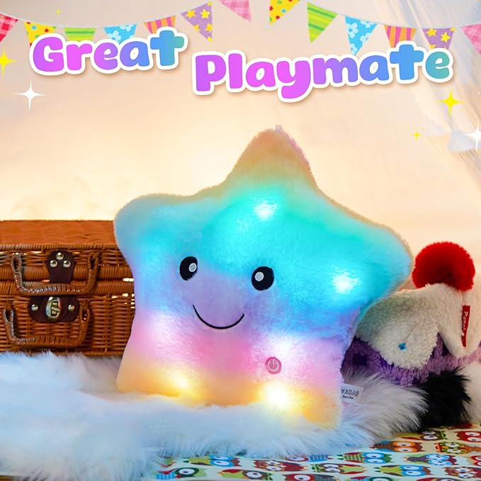 WEWILL 13'' Rainbow Light up Twinkle Star Glowing LED Night Light Plush Toy - Image 2