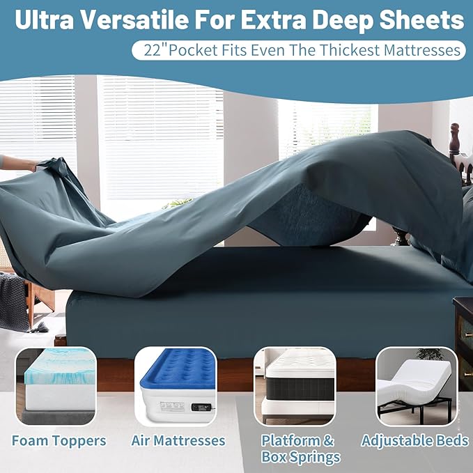 Extra Deep Pocket King Sheets 18-24 Inch 100% Egyptian Cotton 1000 Thread Count - Image 4